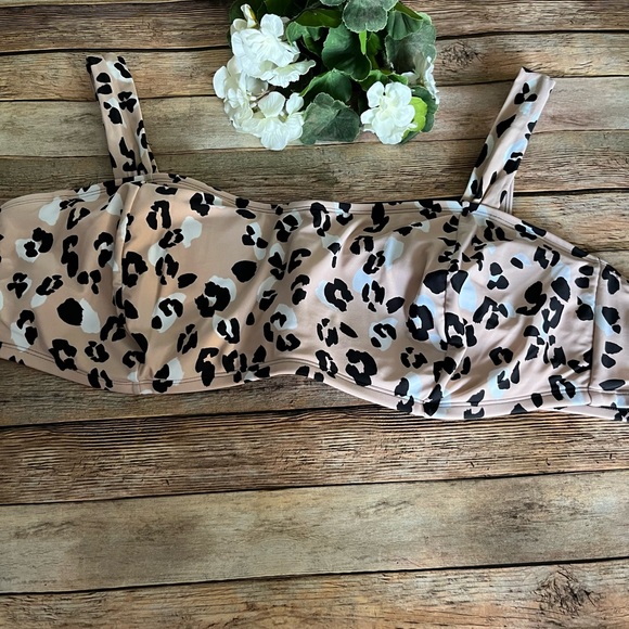 Terra & Sky Womens Leopard Print Tie Bralette Bikini Top Size 3X (24W-26W) - Picture 3 of 12